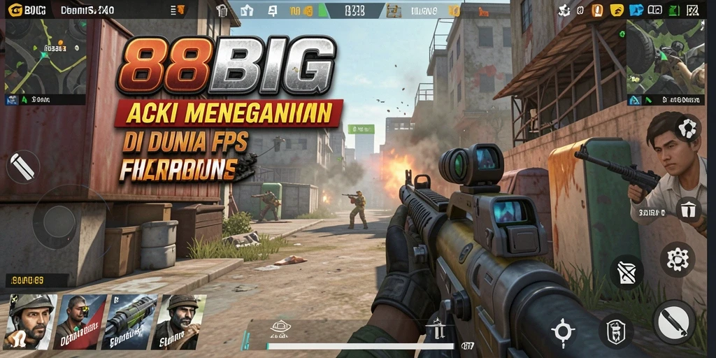 Tangkapan layar menampilkan pertempuran intens dalam game FPS 88BIG.