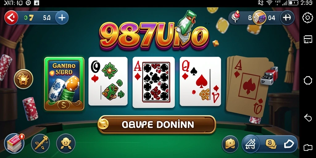 Tampilan gameplay seru dari 987UP dengan berbagai mode Domino.