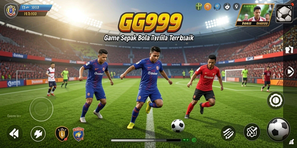 Tampilan permainan GG999 dengan aksi sepak bola yang seru.