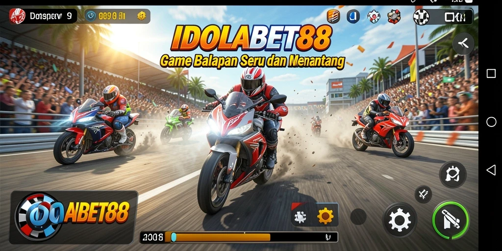 Tampilan gameplay balapan seru di IDOLABET88 dengan grafik menawan.