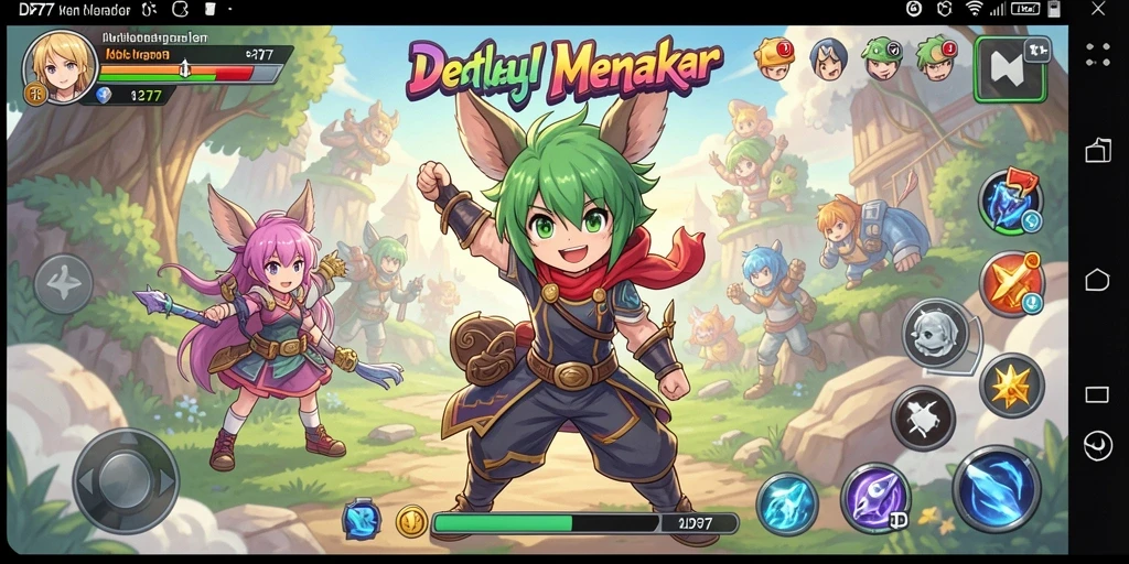 Tampilan gameplay yang penuh aksi dan warna dalam IDR77.