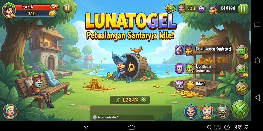 Screenshot LUNATOGEL menampilkan karakter dalam aksi Idle yang menarik.