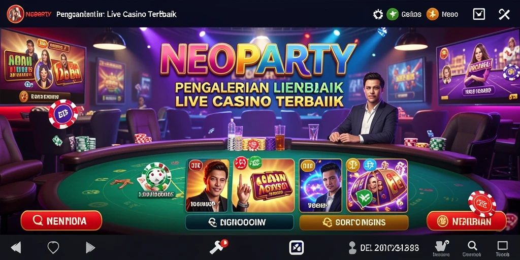 Tampilan utama NEOPARTY dengan dealer langsung dan berbagai permainan kasino.