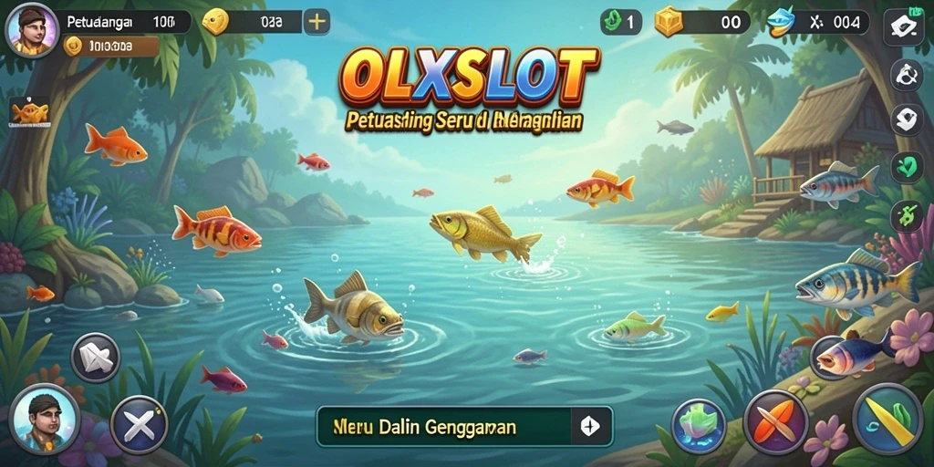 Tampilan gameplay OLXSLOT dengan aksi memancing seru dan lokasi indah.