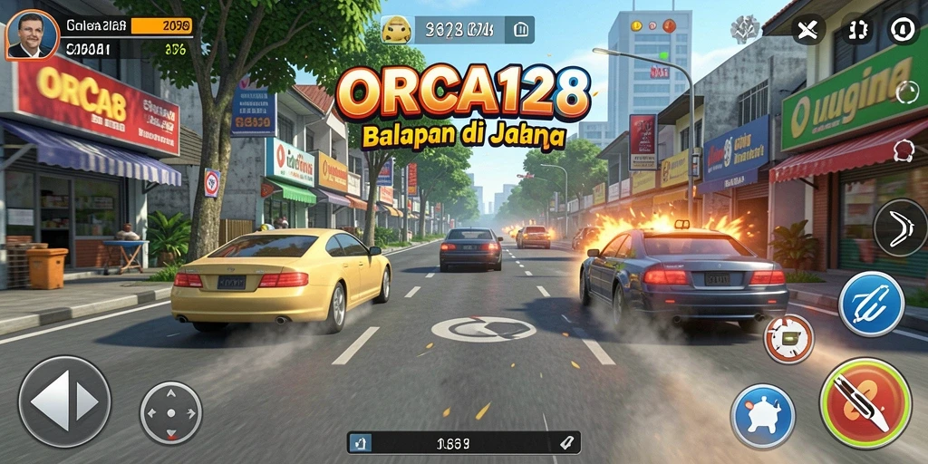 Gameplay balapan seru dengan mobil cepat di ORCA128.