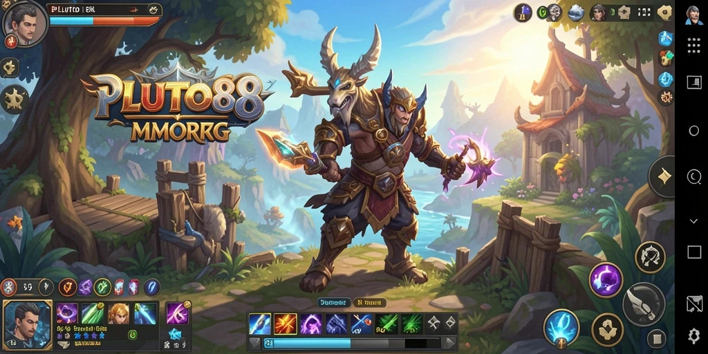 Tangkapan layar permainan PLUTO88 yang menunjukkan aksi pertarungan seru dalam MMORPG.