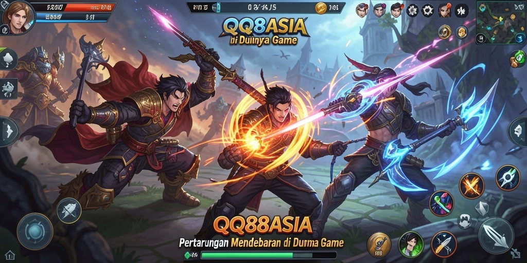 Screenshot QQ88ASIA yang menampilkan aksi pertarungan seru.