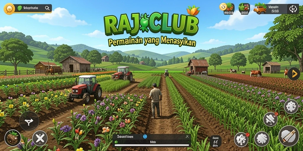 Gameplay RAJACLUB yang seru dan menarik dalam bertani.