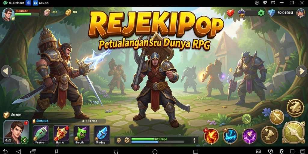 Tampilan gameplay seru di REJEKIPOP dengan petualangan RPG yang menarik.