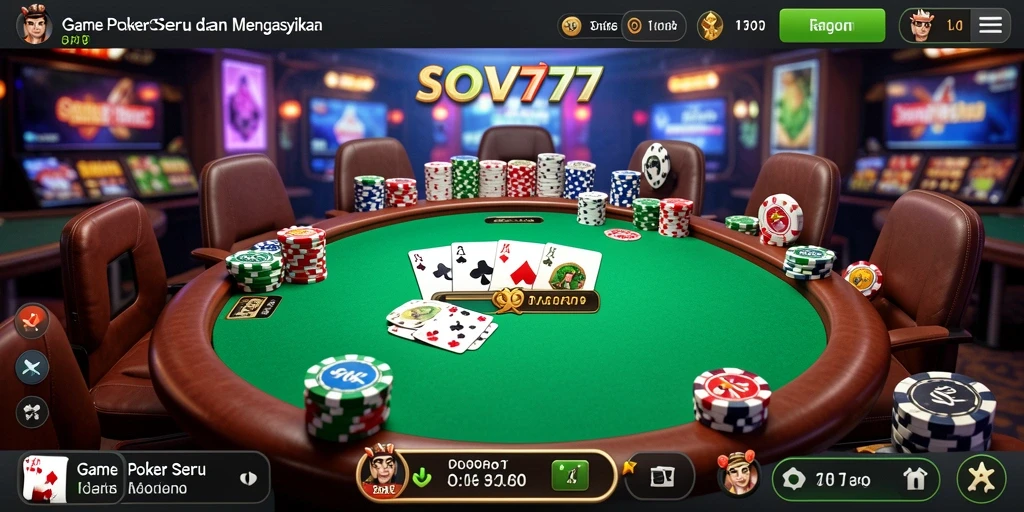 Screenshot gameplay SOV777 yang menunjukkan aksi poker seru.