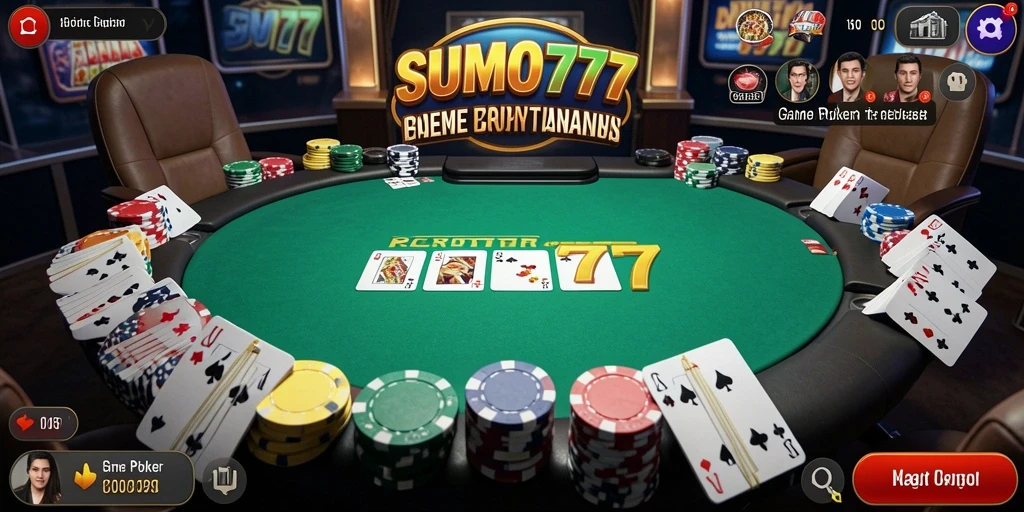 Screenshot utama menunjukkan gameplay mendebarkan di SUMO777.