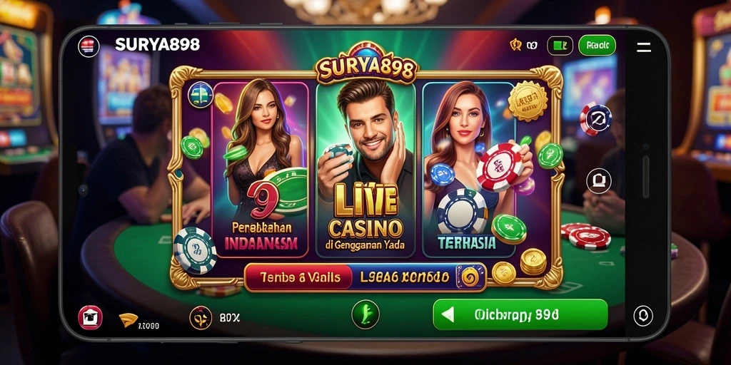 Tampilan gameplay SURYA898 dengan dealer langsung yang profesional.