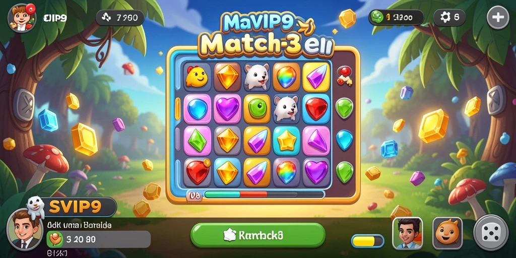 Gameplay Match-3 yang penuh warna dan menantang di SVIP9.