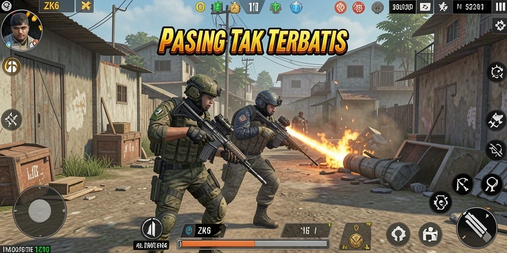 Tampilan menarik dari gameplay FPS di ZK6 yang intens.